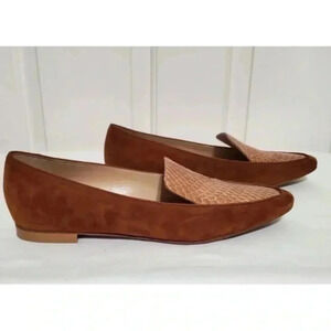 Lafayette 148 Brown Suede Leather Flat Shoes SZ 37.5/7 Hand Made in Italy